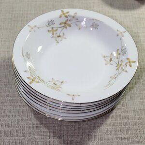 Set of 3 Summit Fine China Japan Barbara, Porcelain 7.5 in Soup Bowls